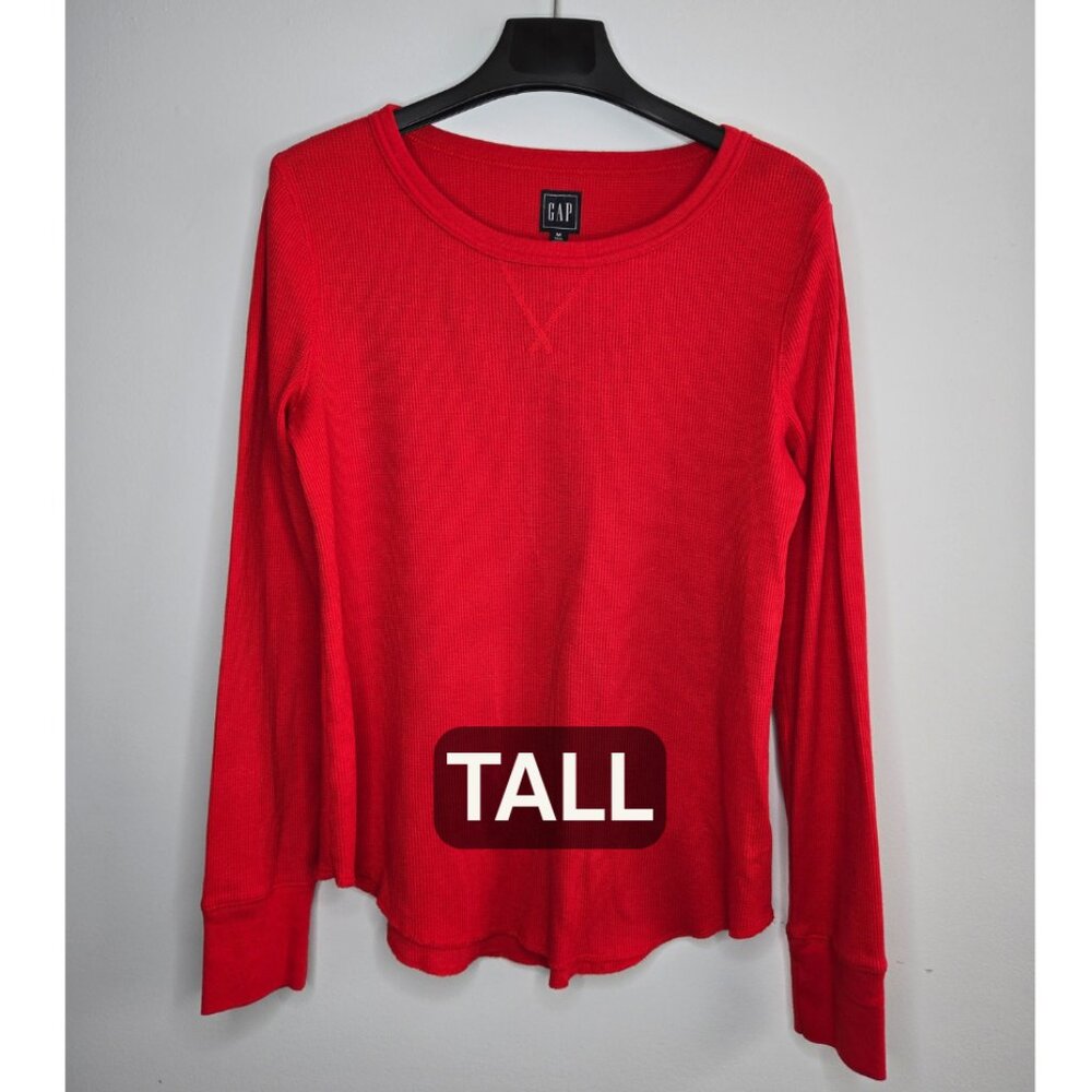 Gap Tall Red Thermal Long Sleeve Top M – Waffle Knit Layering Shirt